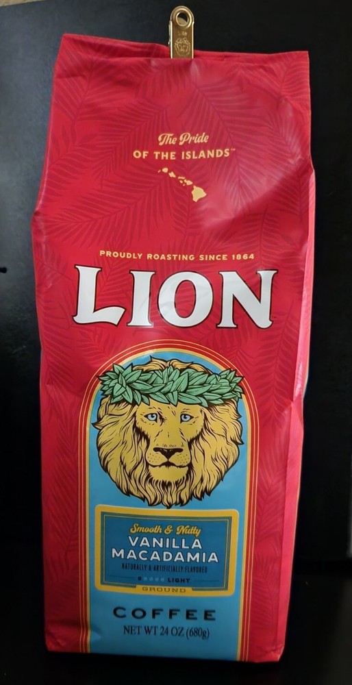 Lion Coffee Vanilla Macadamia 24oz Whole Bean
