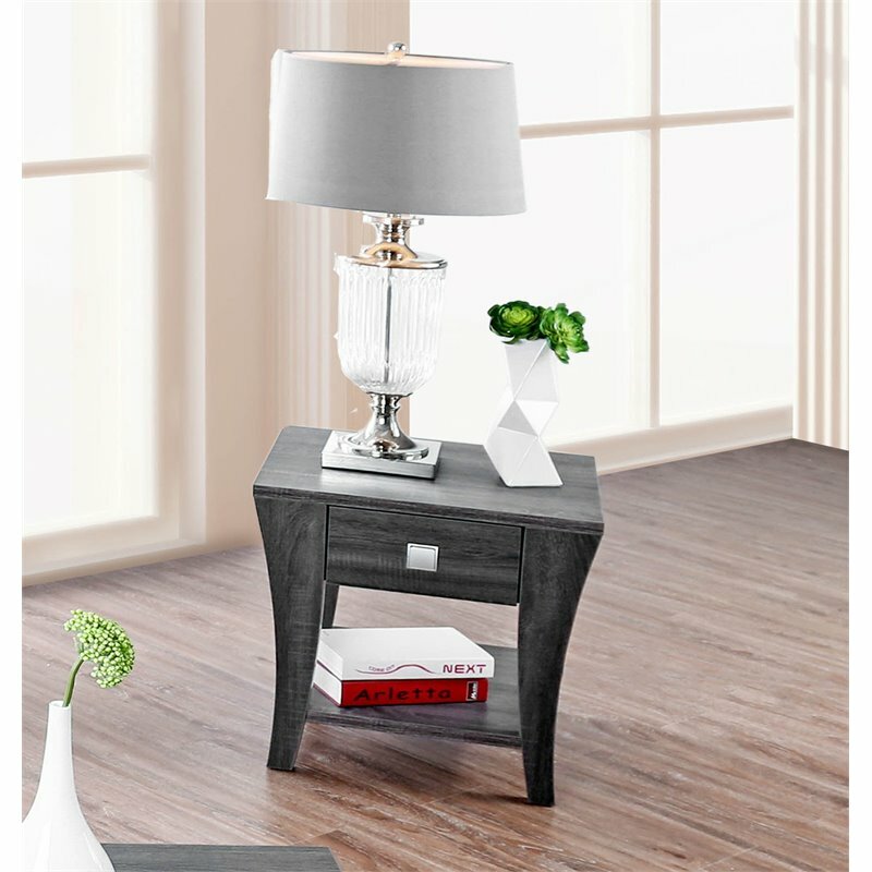 Bowery Hill Transitional Wood Storage End Table in Gray