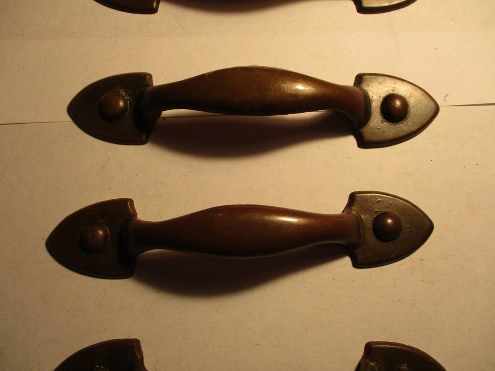 5-Vtg Mid Century Solid Brass Drawer Cabinet Pulls Hardware 5 1/2 Inches 3 CTC