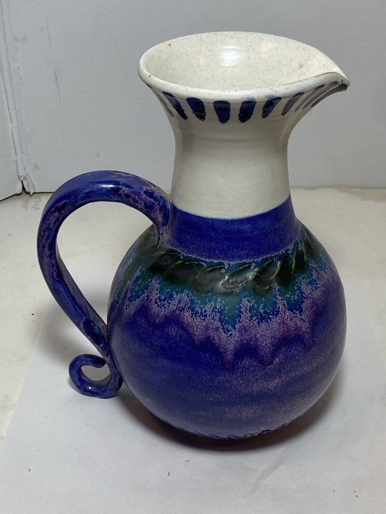 PLOUGHPENNY POTTERY MULTICOLORED PITCHER SIGNED LISA