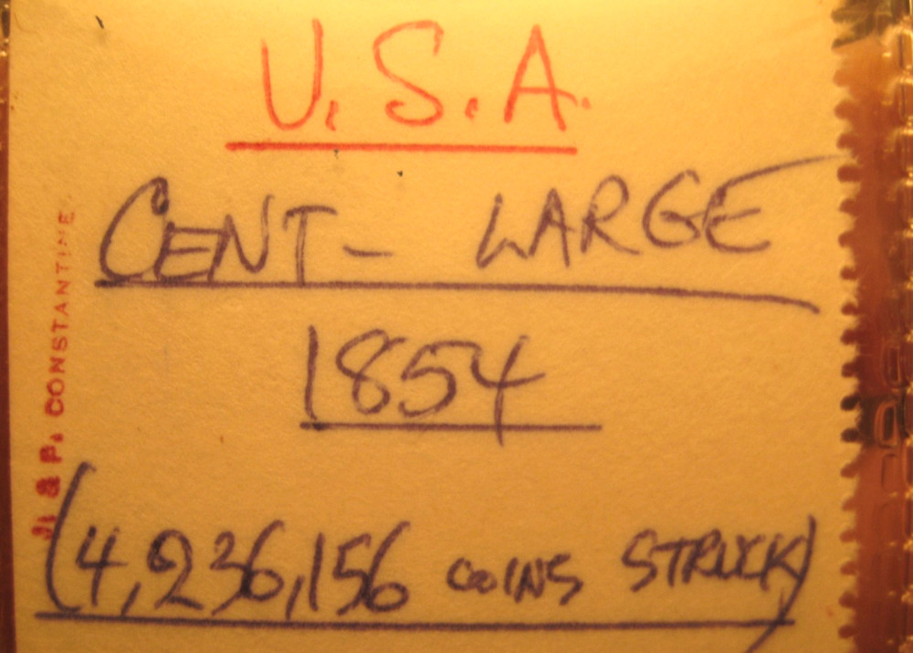 1854 LARGE CENT ~ Fine