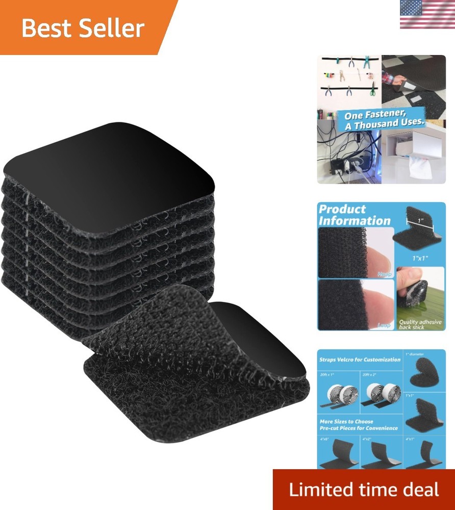 48 Sets Heavy-Duty Hook and Loop Adhesive Strips - 1" x 1" for Versatile Use