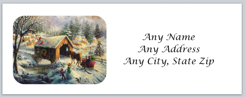 Personalized address labels Christmas Barn  (xac 367)
