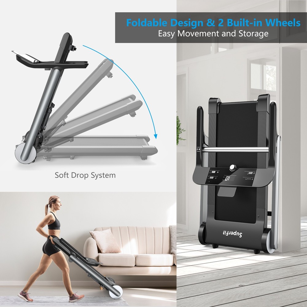 Superfit Electric Folding Treadmill Jogging MachineBluetooth10 Preset Programs