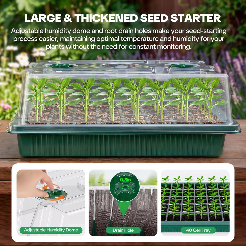 Starter Tray with Grow Light & Heating Mat, Digital Temperature Control, 40-C...