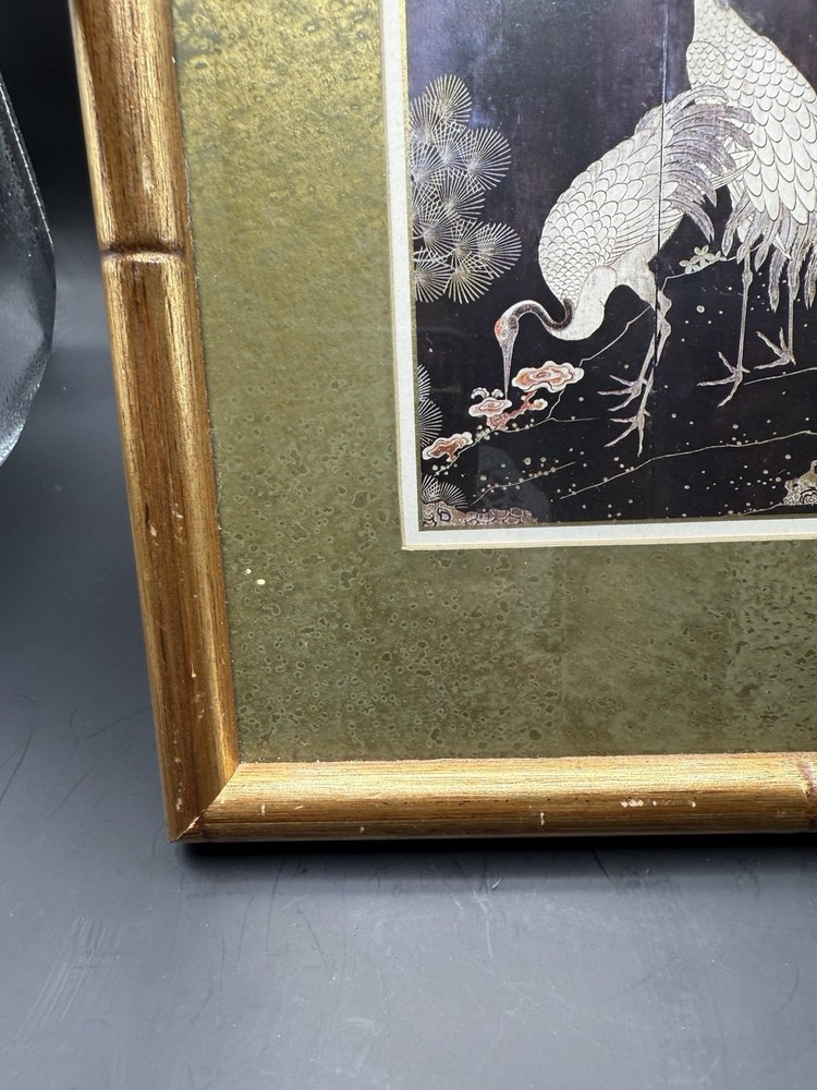 Heron Bird Print-Oriental-Framed With Mat