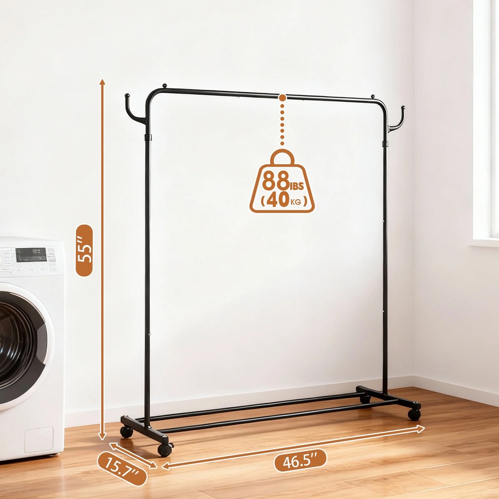 GARITIN Clothes Rack, Clothing Rack with Wheels