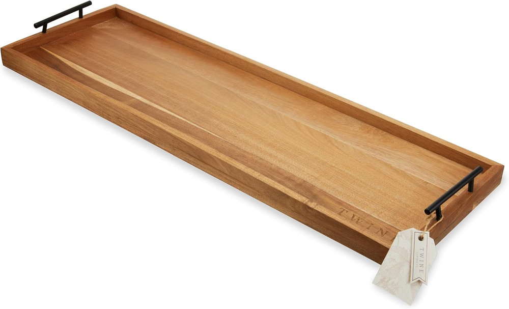 Modern Manor Longboard Cheese Platter with Handles, Rectangular Cheese Board and