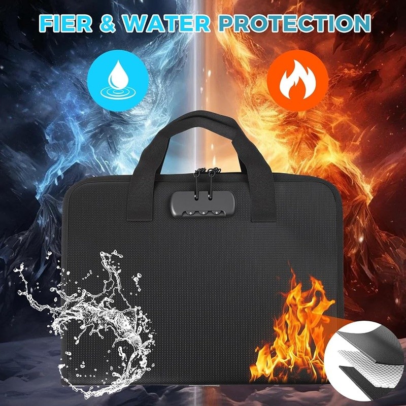 Fireproof Expanding File Organizer Portable Accordion Storage Folder Documents