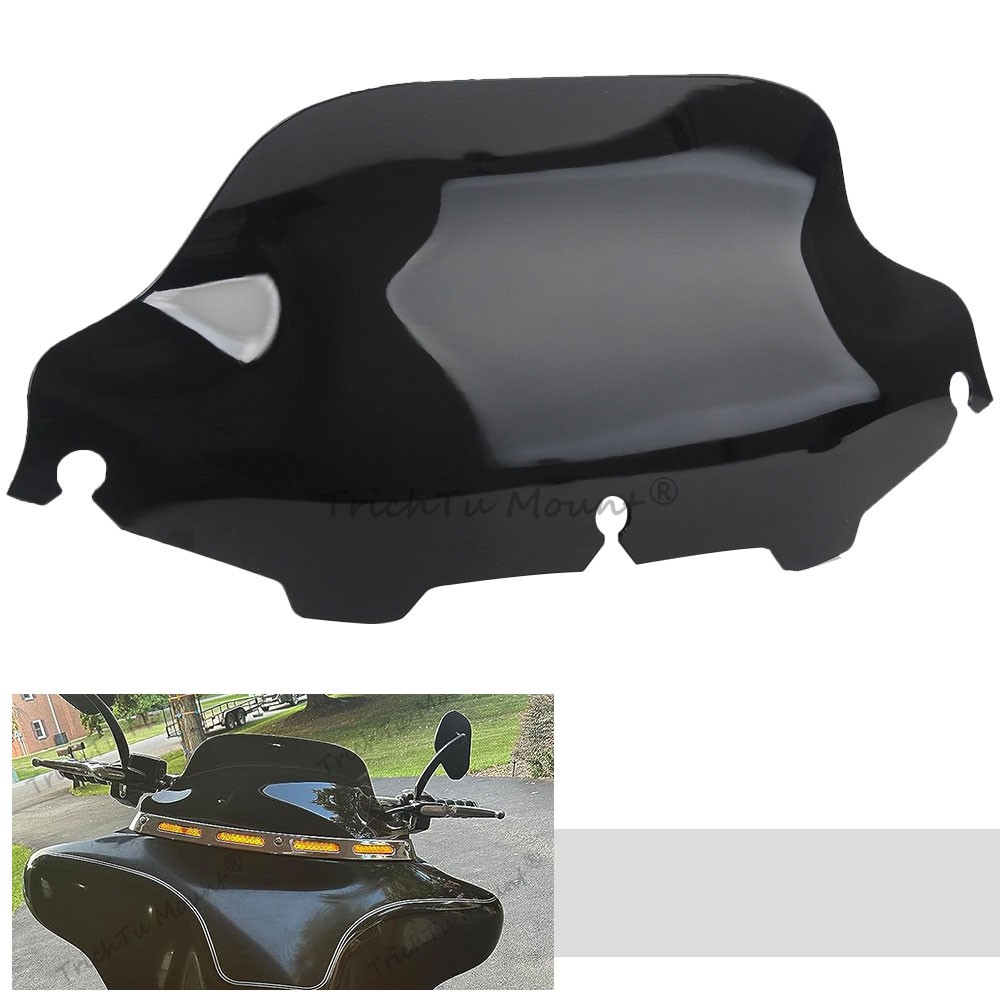 For Harley Electra Glide Classic 1996-2013 8" Wave Windshield Windscreen Black