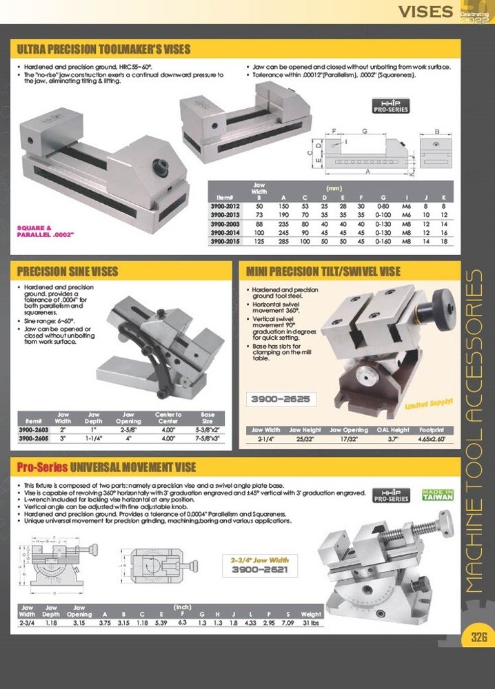 2" PARALLEL VISE WITHOUT SLOT (3900-0122)