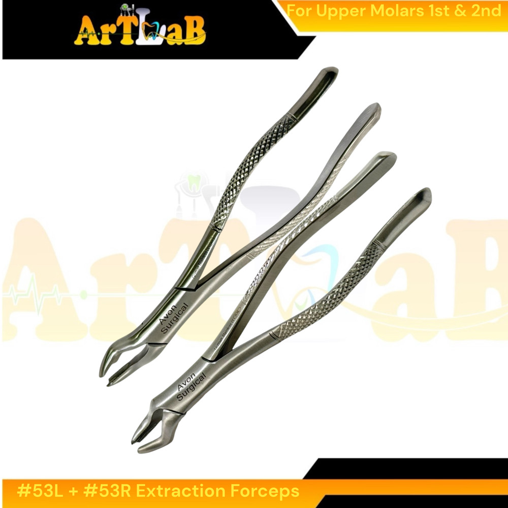 2PK - Molar Extraction Forceps #53L & 53R - Upper Left & Right - Serrated