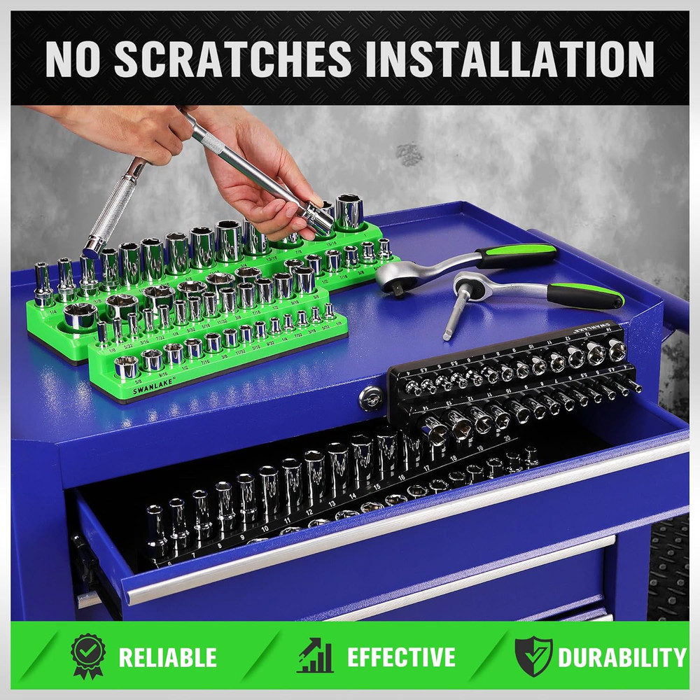 SWANLAKE GARDEN TOOLS 4-Piece Magnetic Socket Organizer Set, Metric & SAE Socket