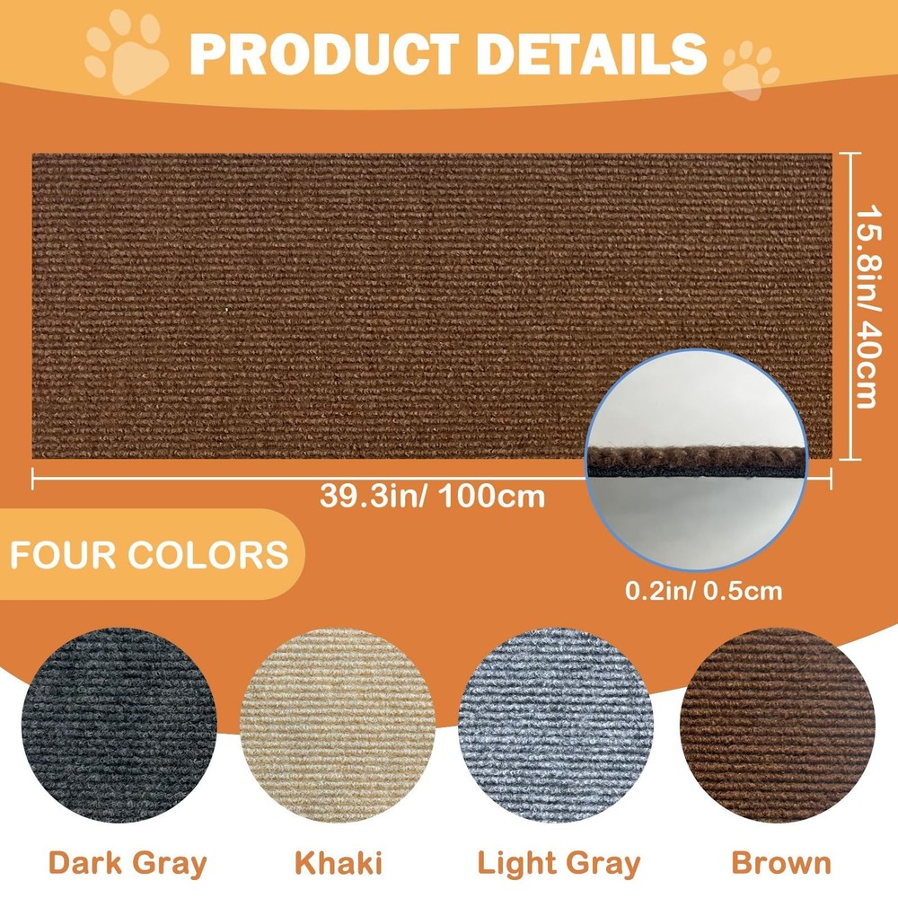 Cat Scratch Furniture Protector Trimmable Self-Adhesive Couch Protector Brown