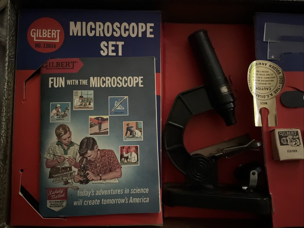 Rare 1958 Gilbert Jr Microscope& Lab Set #13014 Nice Condition