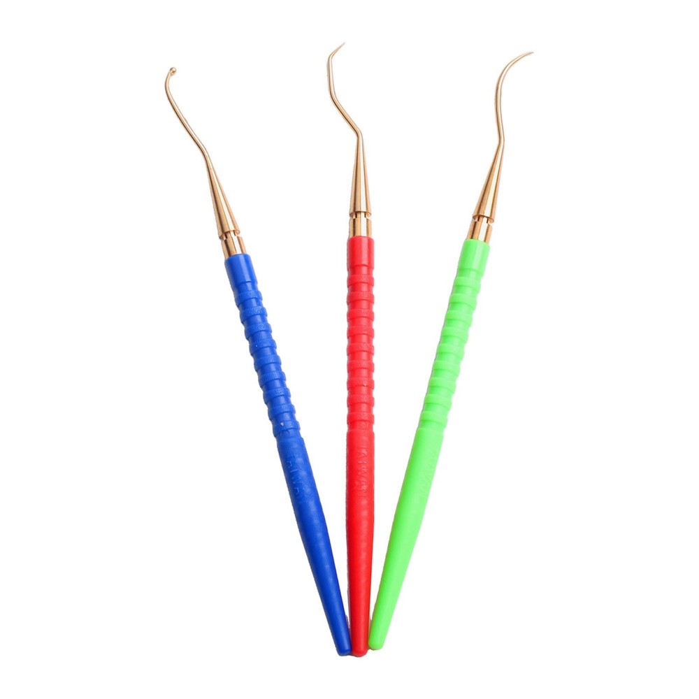 High Grade ORing Remover Tool Brass Pick Hooks Plastic Handle 3Pcs Pack