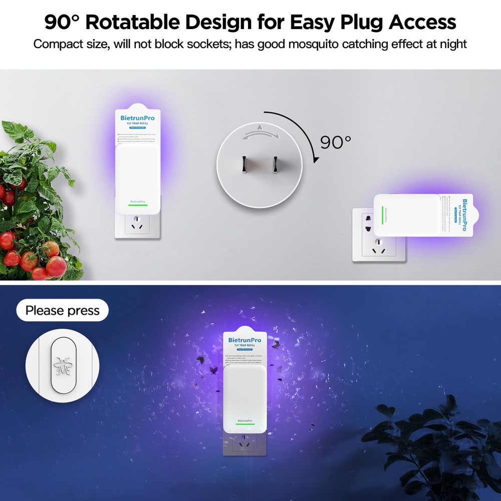 Fly Traps 2 Device 10 Refills 3in1 UV Blue Yellow Light Bug Zapper Fruit Killer