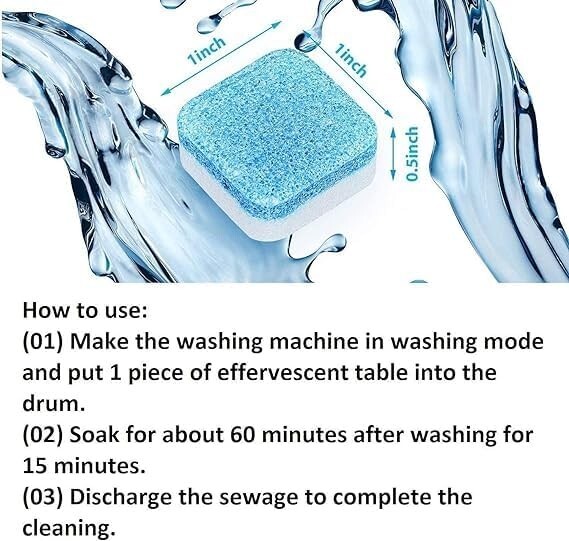 12 Pcs Washing Machine Cleaner Washer Deep Solid Cleaning Effervescent Tablets