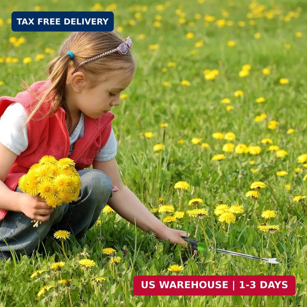 WORKPRO 11.5" Dandelion Weeder Puller Tool with Soft Handle, Polished Stainless