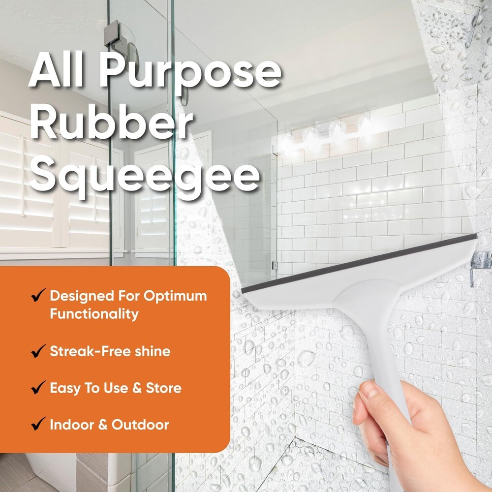 Superio 6" Window Rubber Squeegee with Hanging Loop, 2 Pack, Grey
