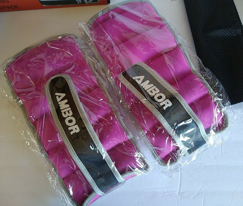 Ambor 3lb Ankle Weights Pink Neoprene Adjustable 2-Pack