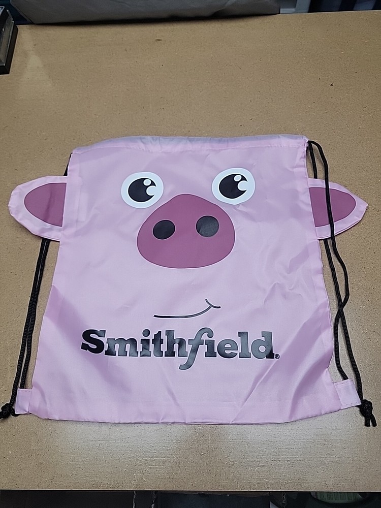 Smithfield Draw String Bag Backpack Sackpack Pig Piggy 14 1/2" x 13"