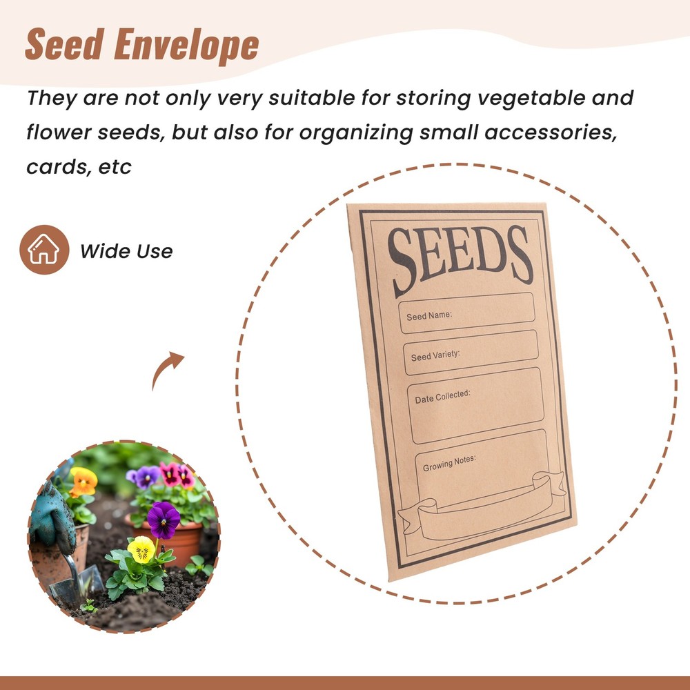 100PCS Seed Packets Envelopes: Self Sealing Small Seed Envelopes for9718