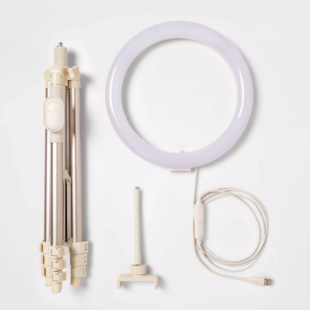 heyday Ring Light with Tripod - Stone White, 10" Light, Extendable, Bluetooth