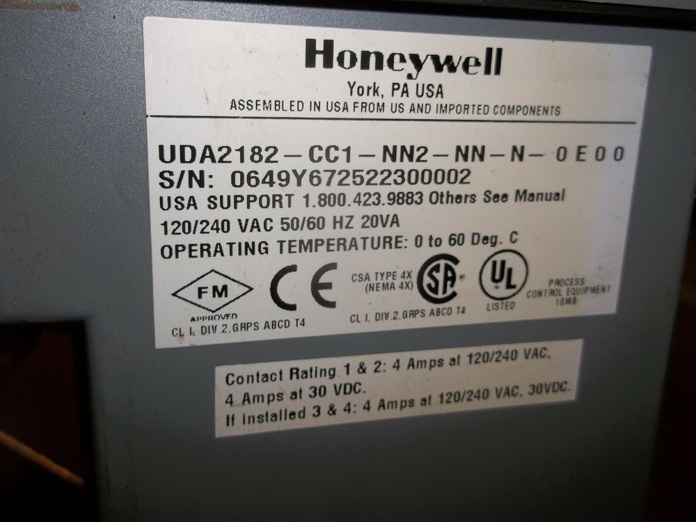 HONEYWELL UDA2182-CC1-NN2-NN-N-0E00 ANALYTICAL ANALYZER (645)