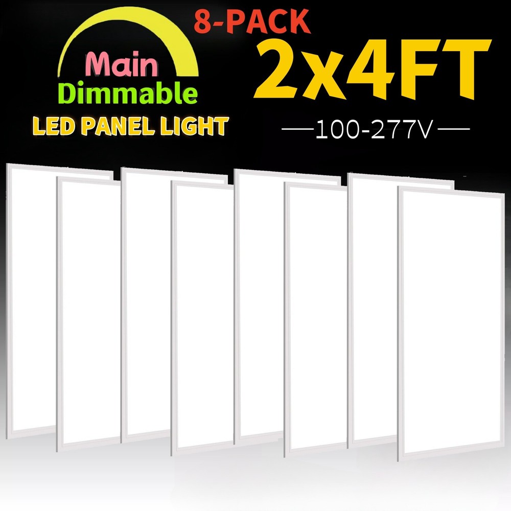 2x4Ft LED Panel Troffer Edge-Lit Flat (8 Pack) 75 Watt,7800LM Drop Ceiling Light