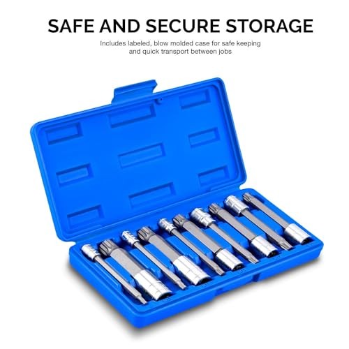 10054A XZN Triple Square Spline Bit Socket Set | Extra 10 Piece Extra-Long