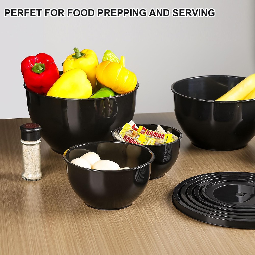 Greentainer 5-Piece Plastic Mixing Bowls with Lids Set for Kitchen, Nesting B...