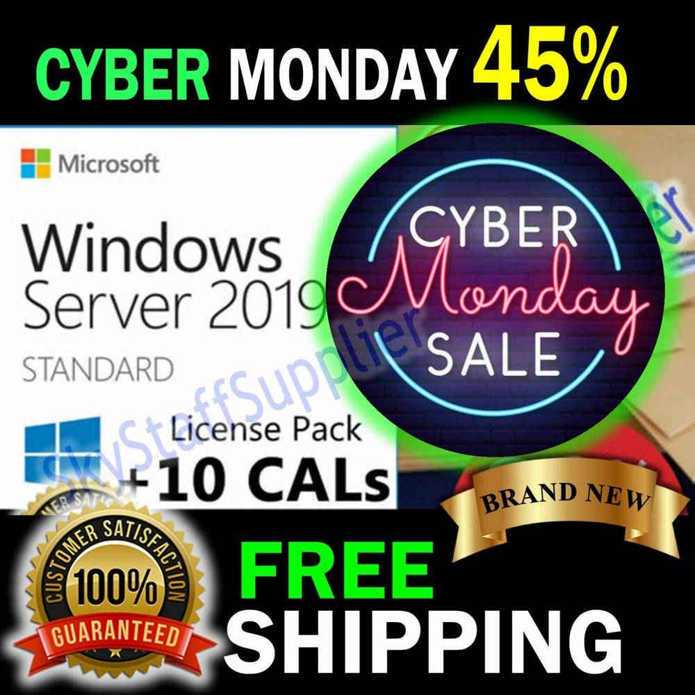 Windows Server 2019 STANDARD x64 24 CORE License Key + 10 CALs RETAIL PACK
