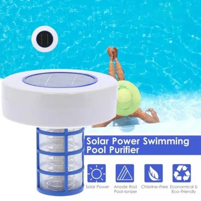 Solar powered copper-ion Pool Ionizer w/ LED Self-cleaning Anode FAST