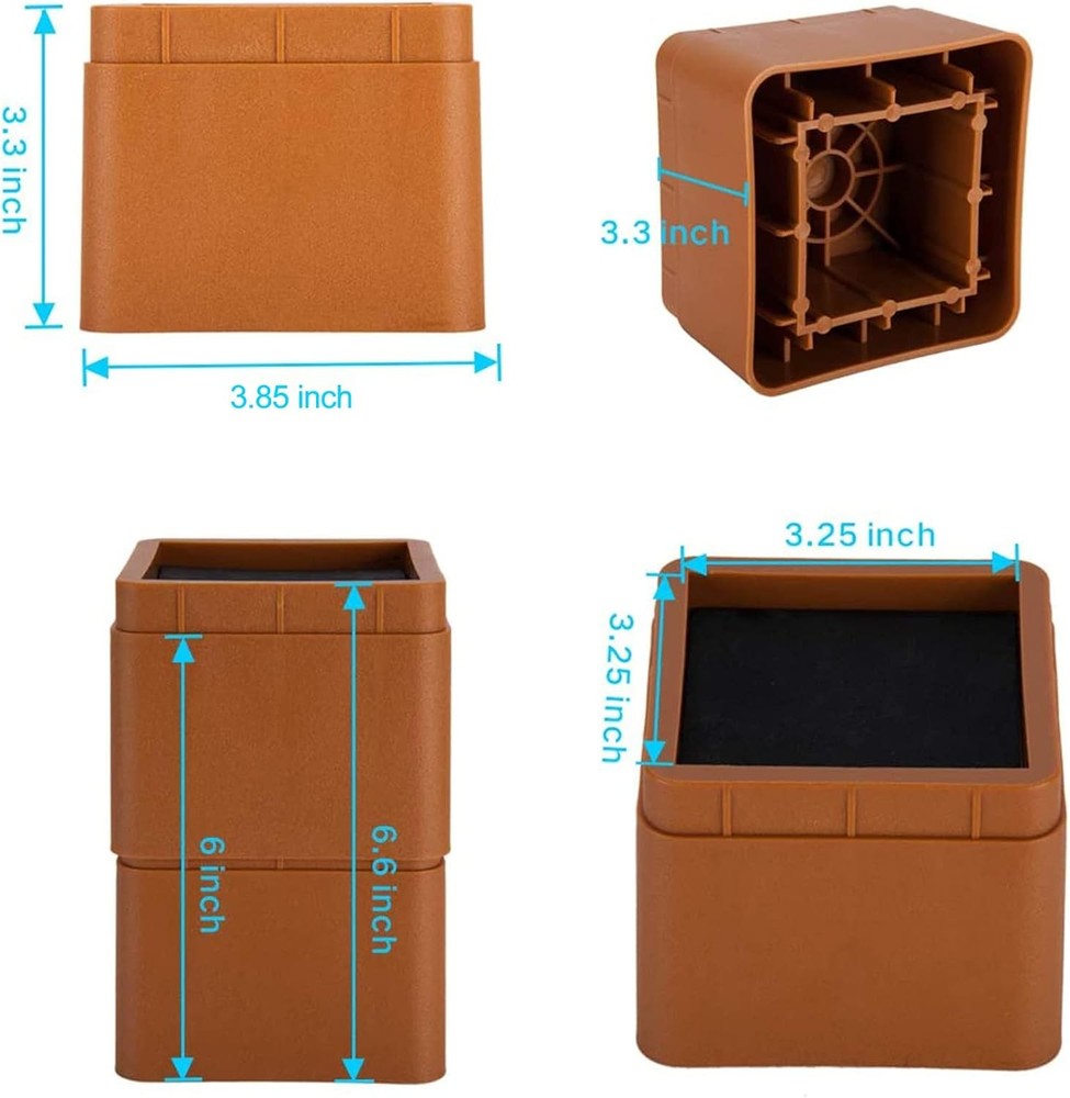 home Adjustable Heavy Duty Bed Risers 3 Inch Stackable Bed Frame Riser （4 pack）