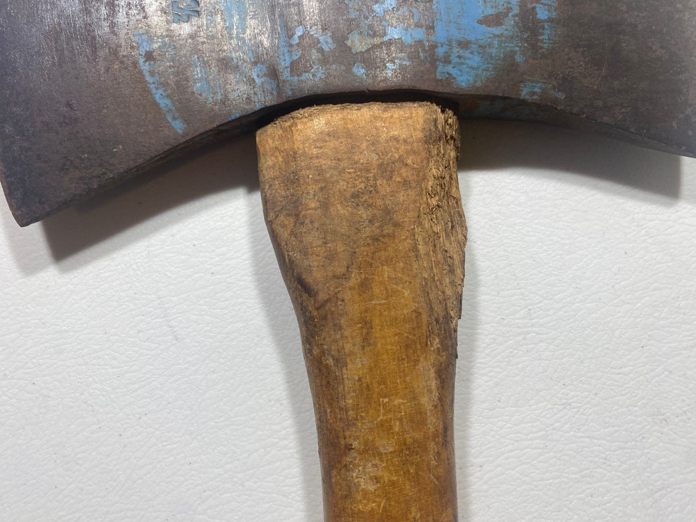 UNBRANDED - DOUBLE BIT AXE WTH ORIGINAL HANDLE "Marked 3 1/2 "