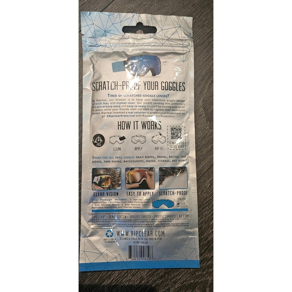 Ripclear Lens Protector Spherical Lens Medium Size Goggles 3 Rip Pack