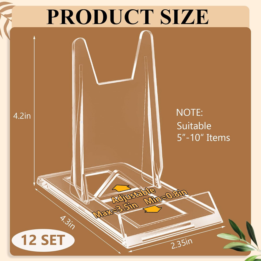 12 Pack Clear Acrylic Adjustable Display Easel Stand for Books Tablets