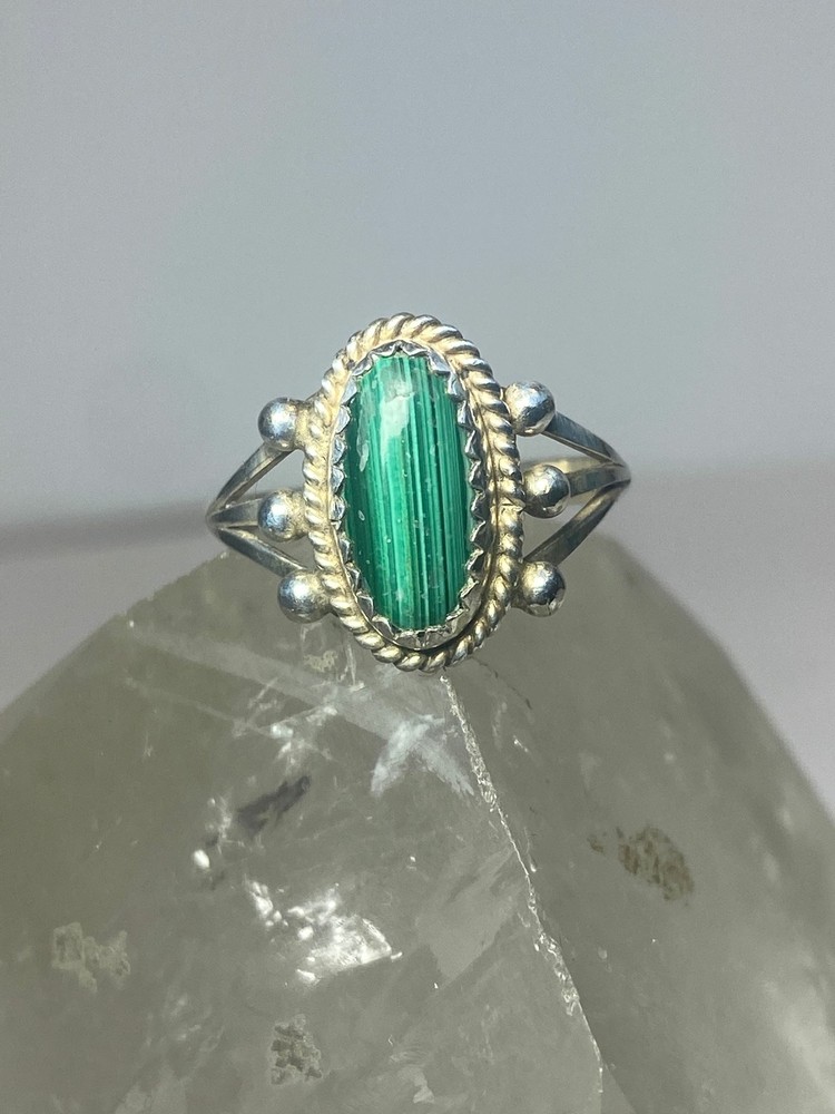 Malachite ring sterling silver pinky Navajo southwest