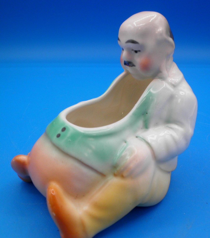Old Man planter or pipe holder pottery 1920's ring holder CZECH