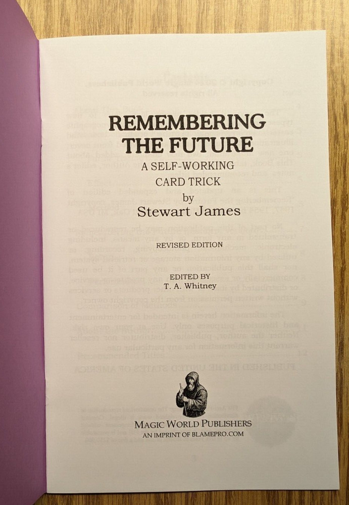 Remembering the Future by Stewart James (A self-working card trick miracle)