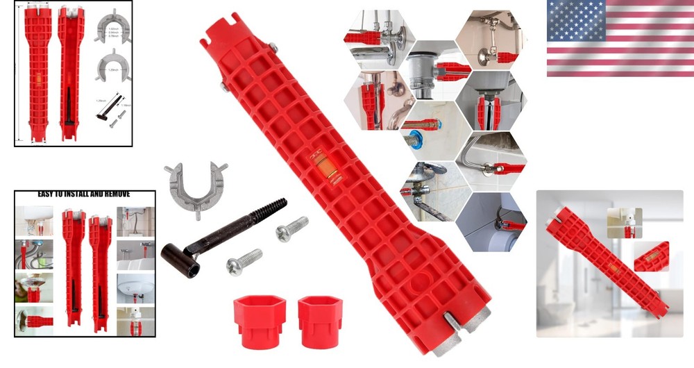 Brand New Basin Wrench Multi Tool Red