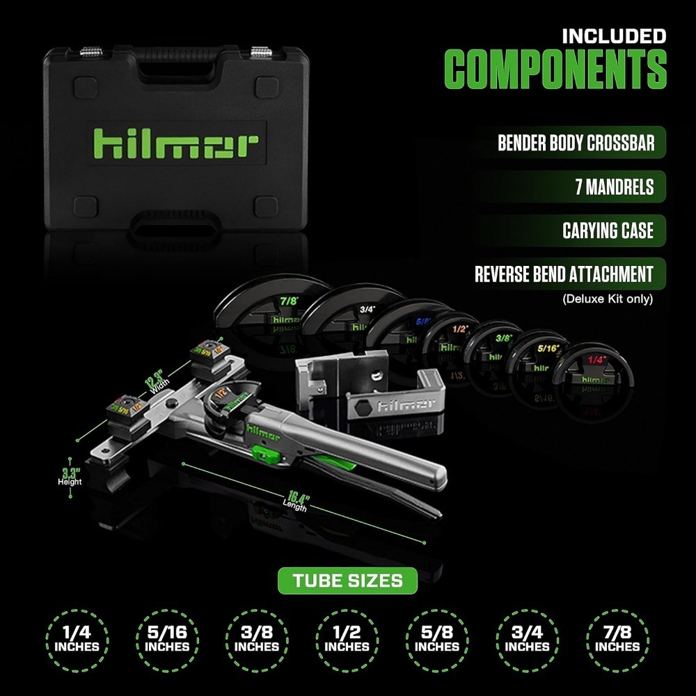 Hilmor Compact Bender Kit w Reverse Bending Attachment for Tube and Pipe Bending