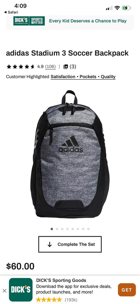 adidas Stadium 3 Soccer Backpack