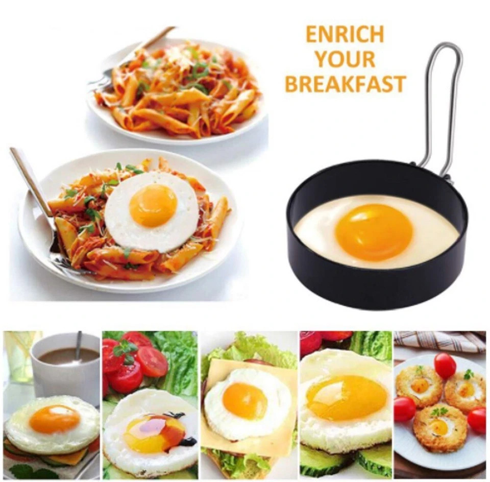 2 Pack Nonstick Egg Shaper Pancake Mold Ring Set Breakfast Cooking Omelet