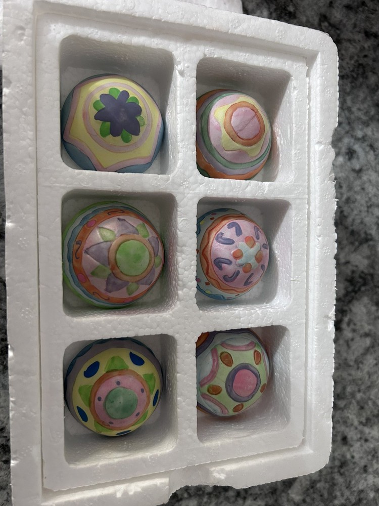 Vintage Ceramic Easter Candles Eggs Pastel Painted Spring Full Set Of 6