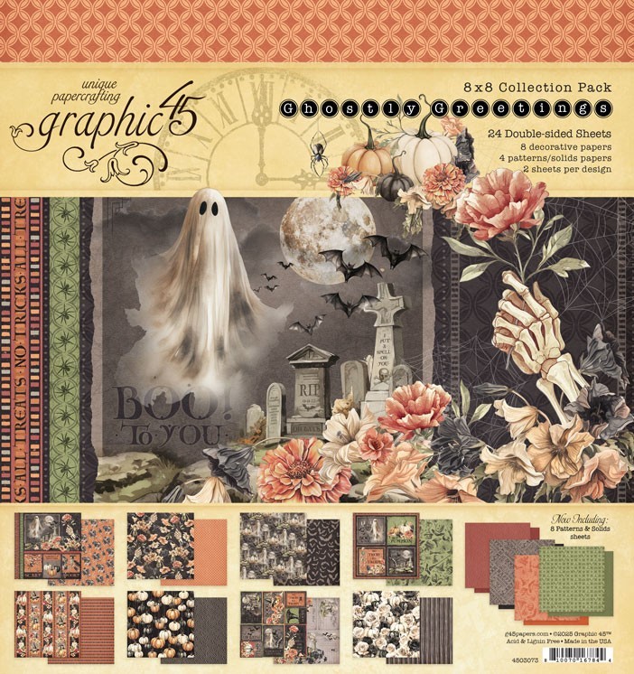 GRAPHIC 45 *GHOSTLY GREETINGS* COLLECTION BUNDLE ~ FALL HALLOWEEN *SHIPS FREE*