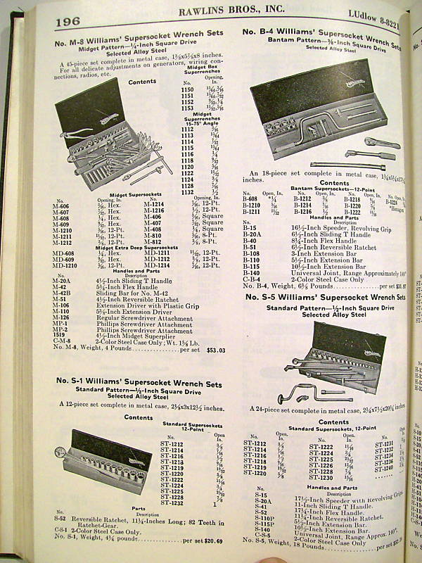 Rawlins Brothers Industrial Supply Catalog 1958 Tools