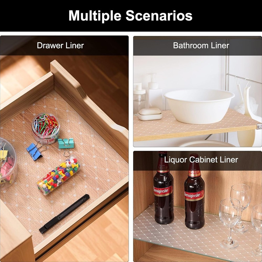 Removable Waterproof Kitchen Shelf Liner - Eco-Friendly EVA with Elegant Pattern