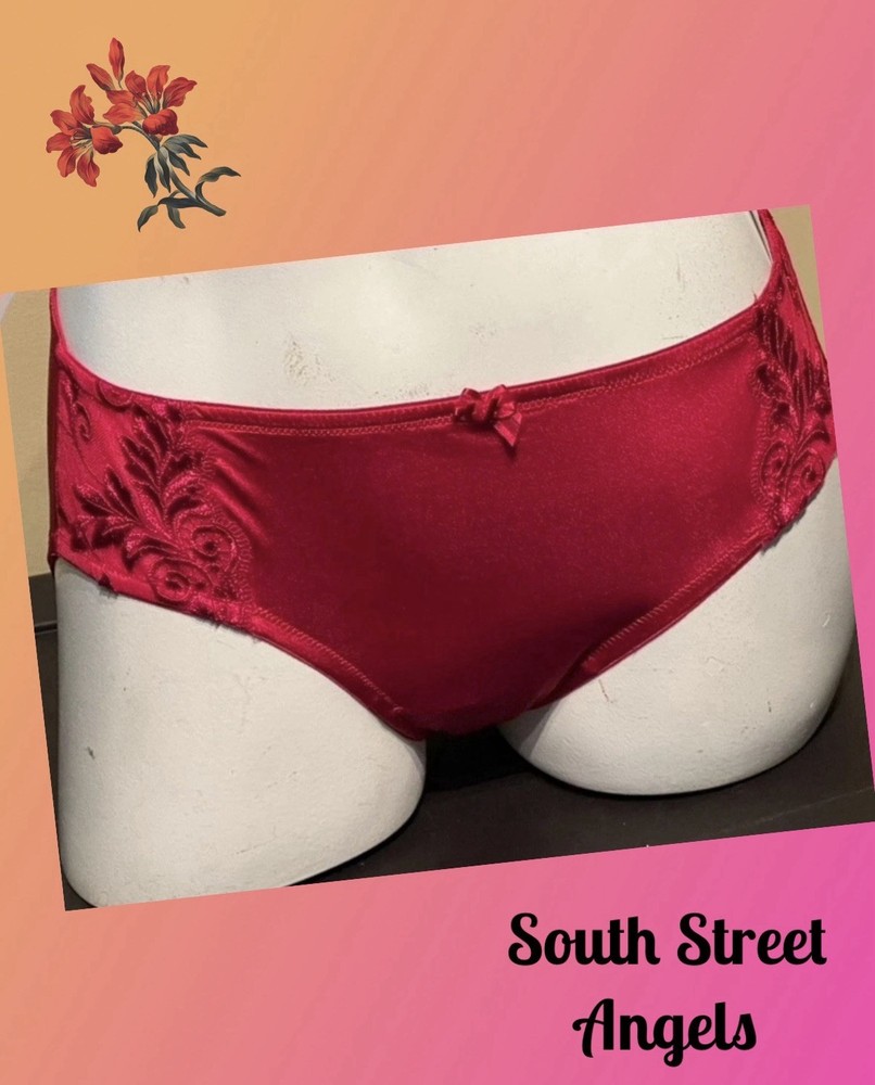 VINTAGE SOMA ~ RUBY RED ~ SENSUOUS LACE HIPSTER PANTIES ~ SIZE MEDIUM